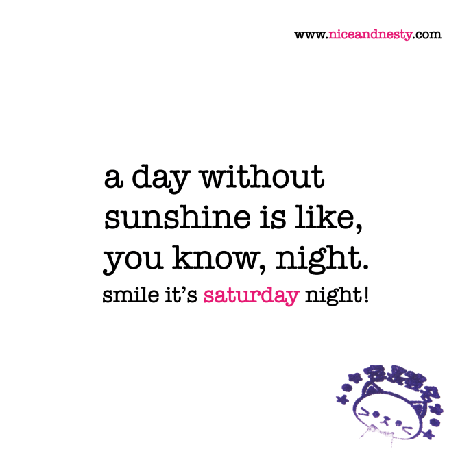 a day without sunshine is like, you know, night. saturday night quote